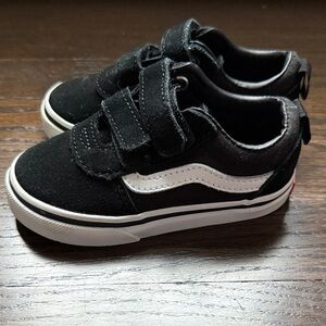 Vans Kids Black and White Velcro Sneakers